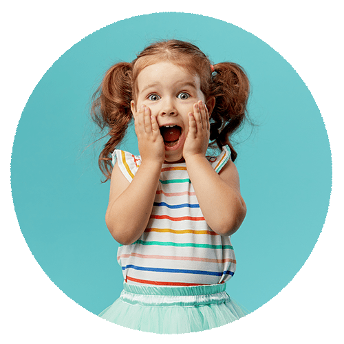 Joy filled young girl in striped shirt and tutu